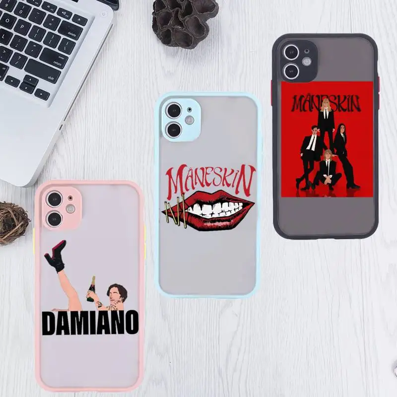 

Maneskin Damiano David Phone Case For iPhone 12 11 Mini Pro XR XS Max 7 8 Plus X Matte transparent Pink Back Cover