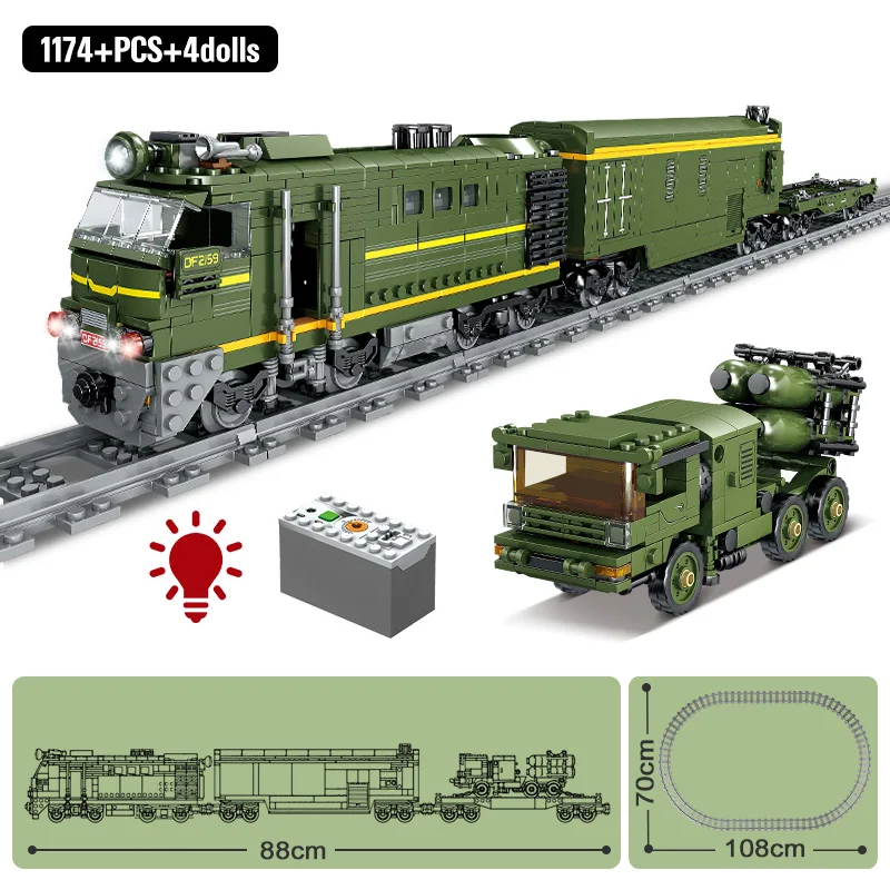 

City Machine Electric Missile Train Car Model Building Blocks Railway Track Rail Train Figures Bricks Toys for Children