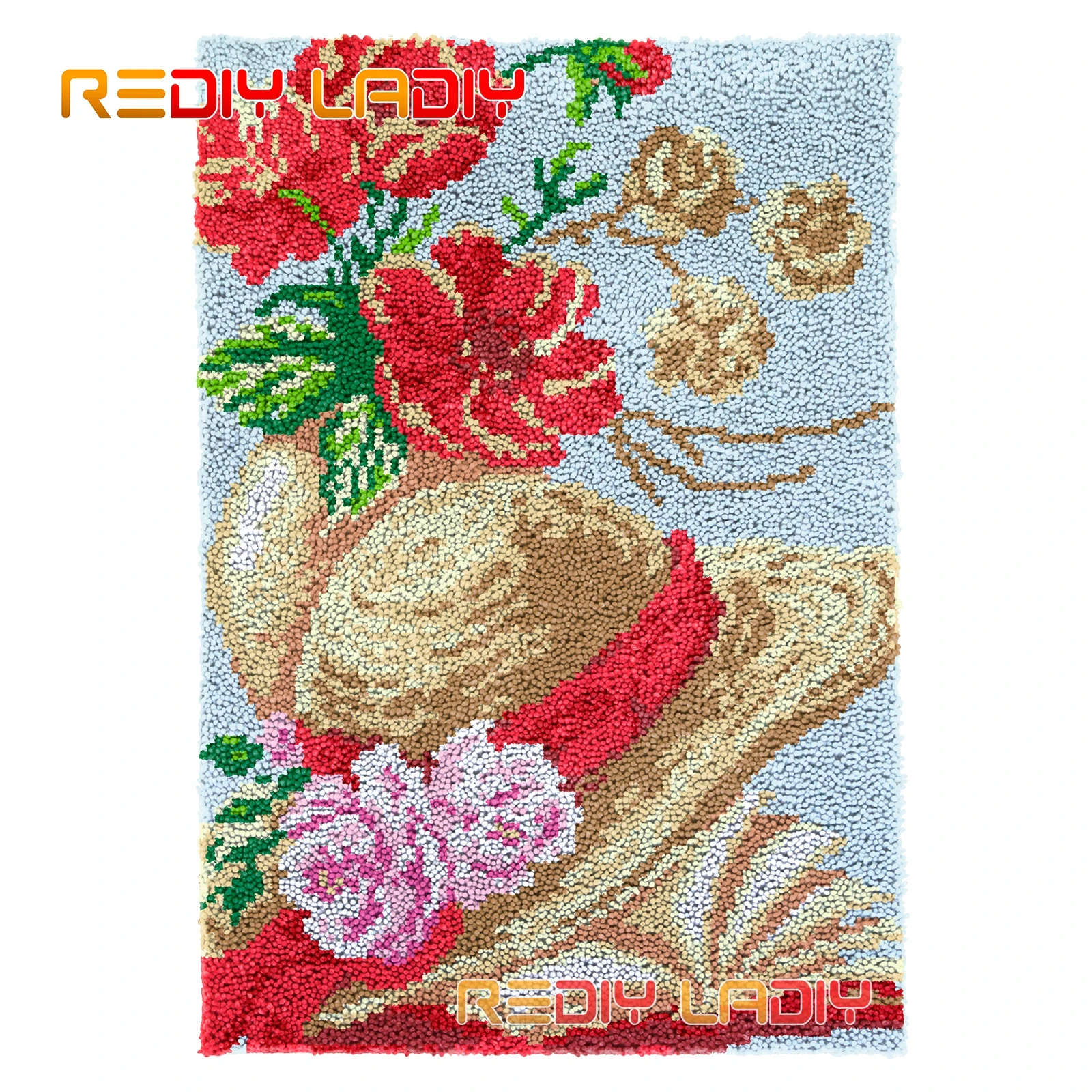 

Latch Hook Rug Kits Flowers Hat Book Seat Cushion DIY Carpet Rug Chunky Yarn Needlework Crochet Tapestry Knotted Floor Mat Arts