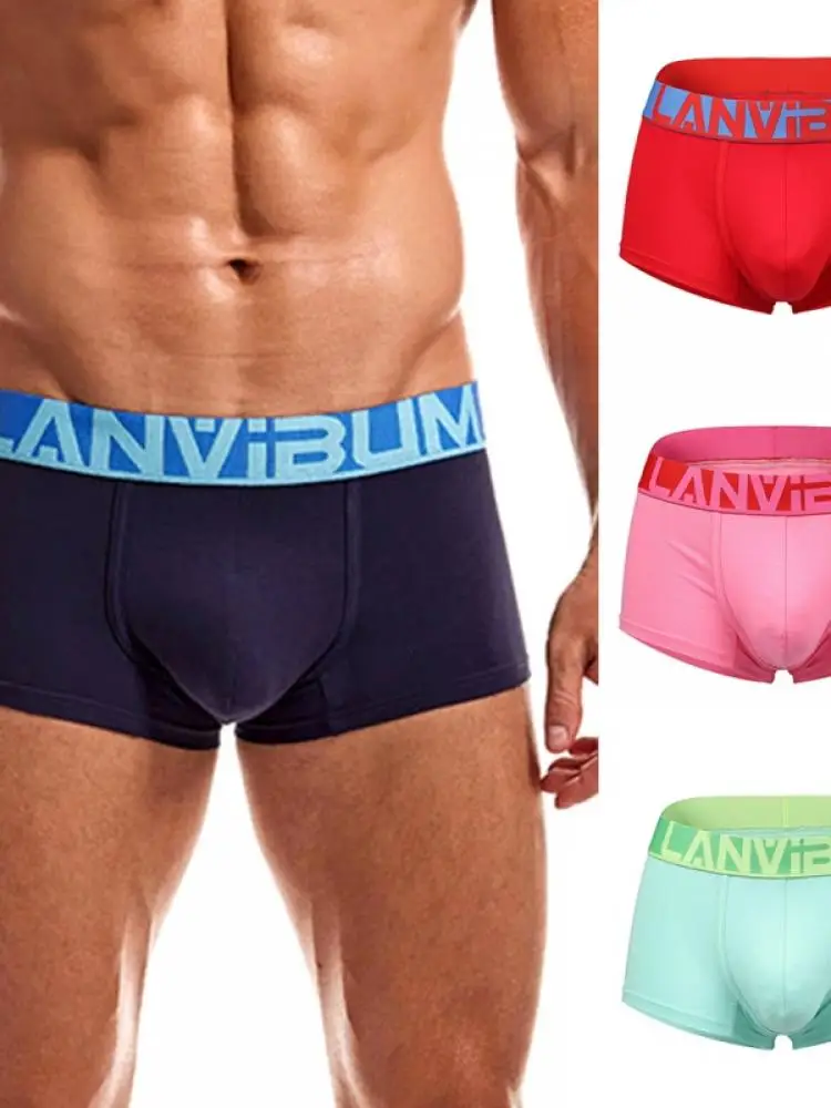 

Men'S New Underwear Sports Boxer Shorts Cotton Mid-Waist Large Size Sexy Trendy Masculine Boxer Shorts Head