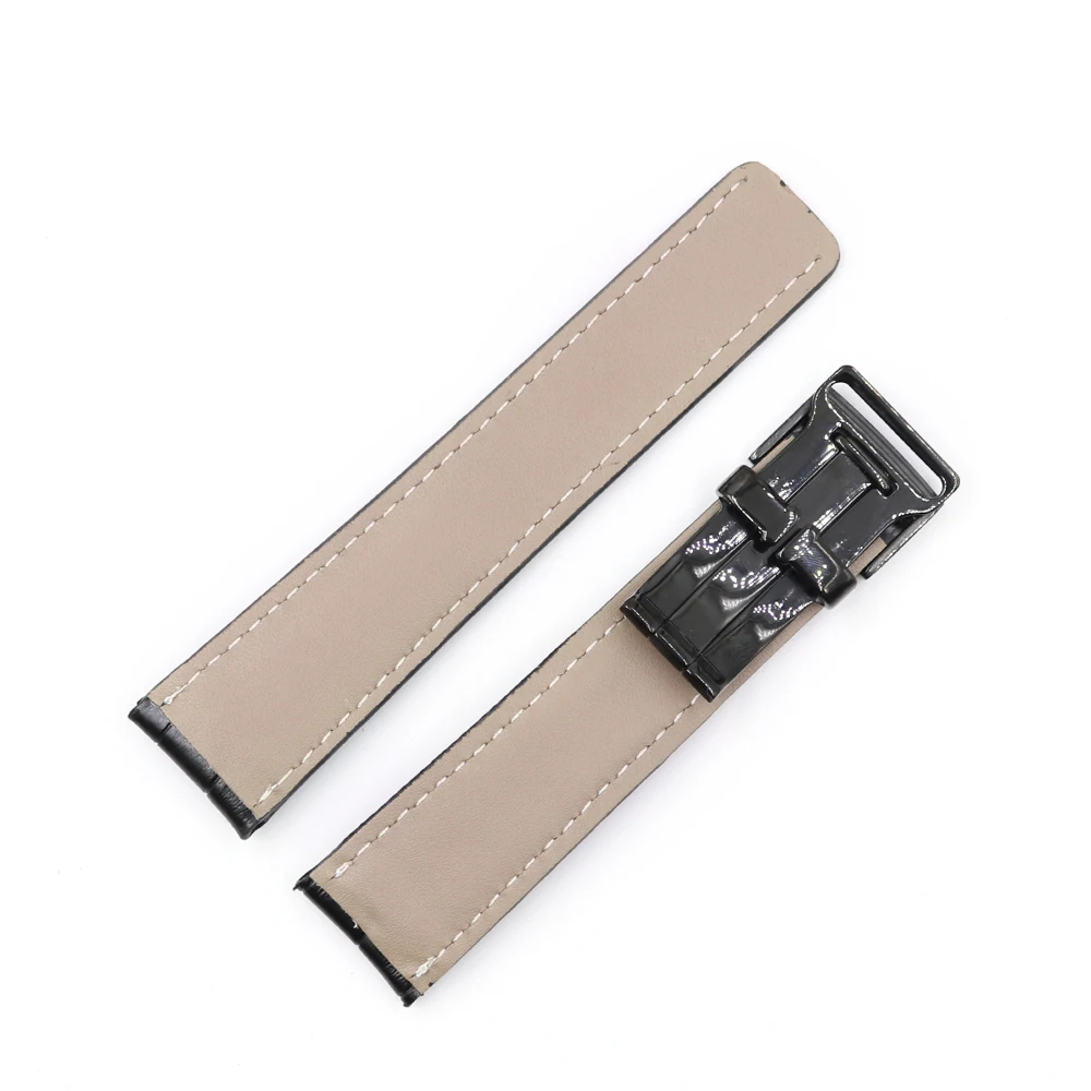 CARLYWET 22 24mm Black Brown Blue Replacement Real Cowhide Leather Wrist Watch Band Strap With Silver Clasp Buckle