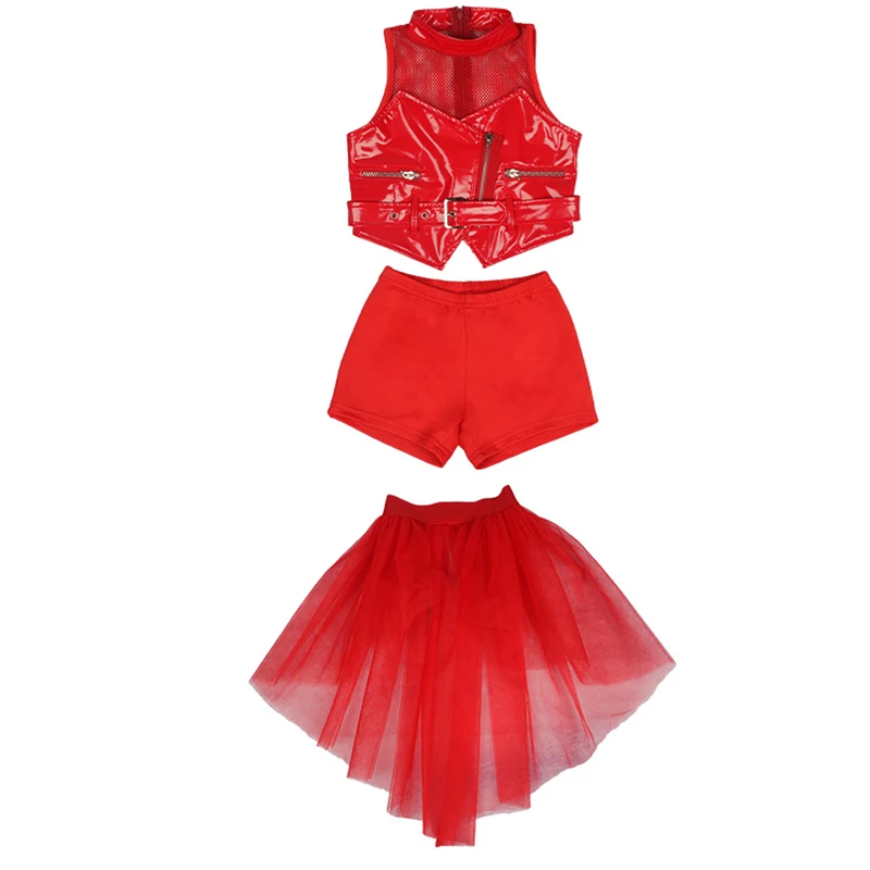 

2021 NEW Jazz Dance Performance Costumes For Girls Fluffy Skirts Stage Outfit Hip Hop Catwalk Cheerleader Dance Clothing Kids