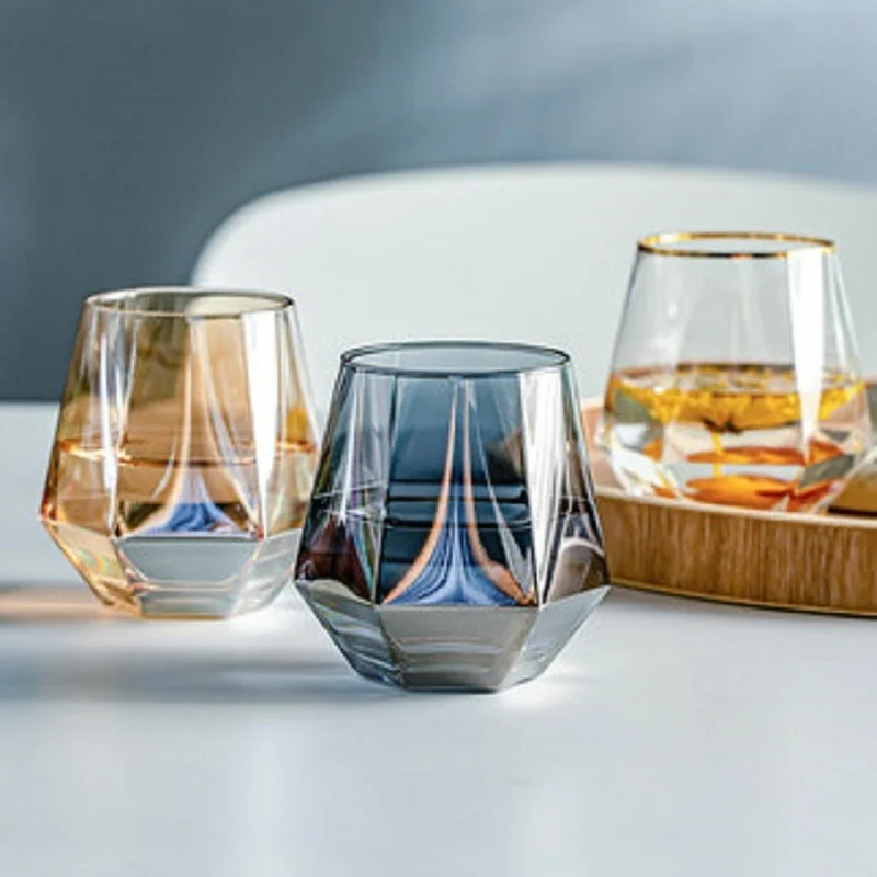 

Hexagonal Diamond Cup Glass Creative Personality Hexagonal Juice Glass Home Phnom Penh Diamond Noodle Water Cup