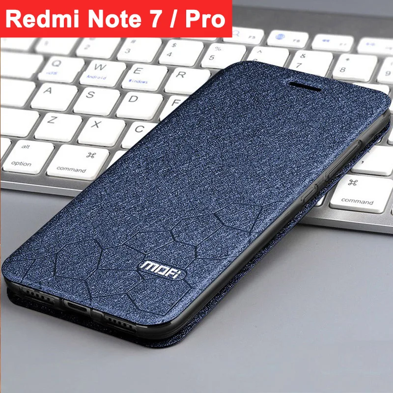 Blue Чехол для xiaomi redmi note 7, чехол для redmi note 7pro, флип-чехол mofi, кожаный чехол-книжка с подставкой, 360 °, fundas, Роскошный чехол для xiaomi redmi note 7 - Цвет: Blue