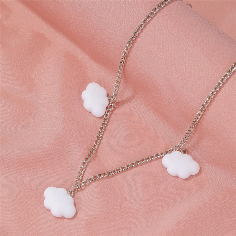 

Luokey New Arrival Silver Color Cute Cloud Pendant Necklace Creative Elegant Cartoon Choker Collares For Women Girl Jewelry Gift