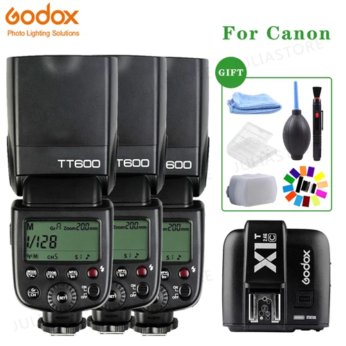 Godox TT600 X1T-C Камера Вспышка Speedlite 2,4 г Беспроводной Master Slave HSS для цифровой однообъективной зеркальной камеры Canon EOS 5D 6D 7D 70D 700D 80D 800D 60D 600D - Цвет: 3xTT600 and X1T-C