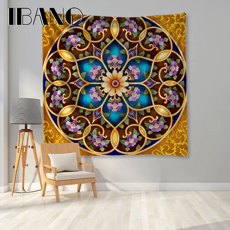

IBANO Vintage Mandala Tapestry Art Wall Hanging Blanket Home Decor for Bar Kitchen Room Living Room Tapestry