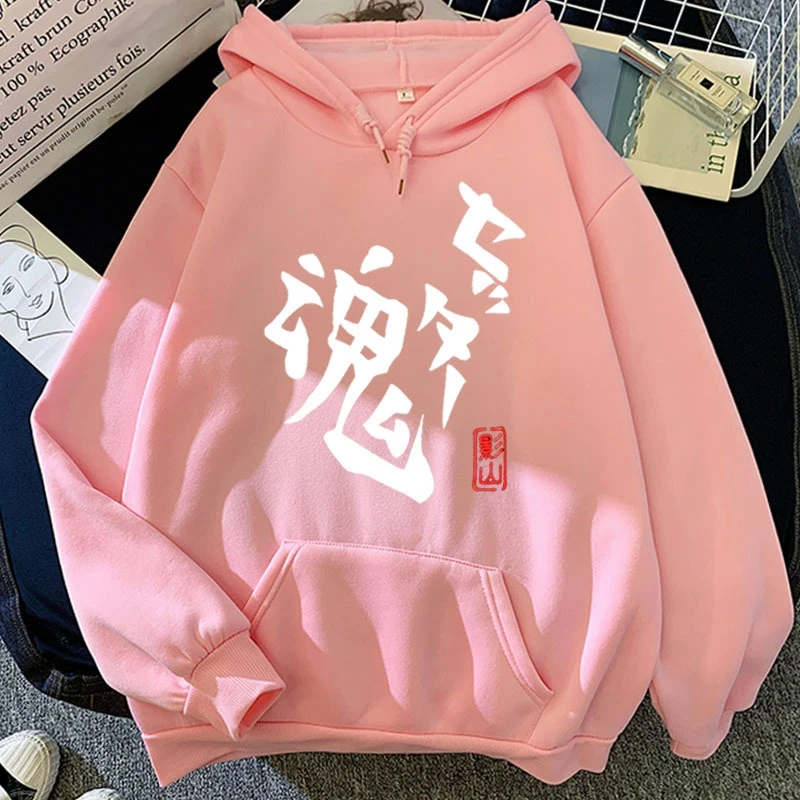 

Anime soul print Sweatshirt Kawaii Hoodies for Women man top pink gray clothes Hoody Female Winter student Hoodies Full Sleeve