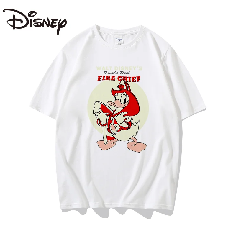 

Disney summer fashion women's round neck top Donald duck print loose loose slim cotton short-sleeved T-shirt Shopping O-Neck