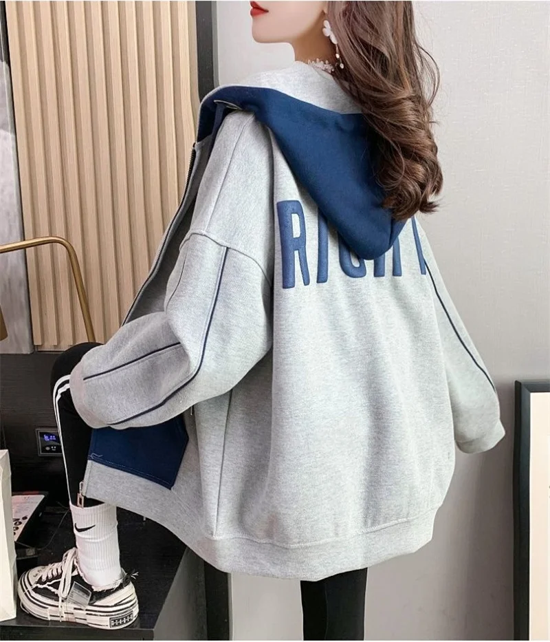 

Loose Casual Sweater Jacket Women Korean Style Hooded Mid-Length Spring And Autumn Wear 2021 New Student Cardigan Explosion