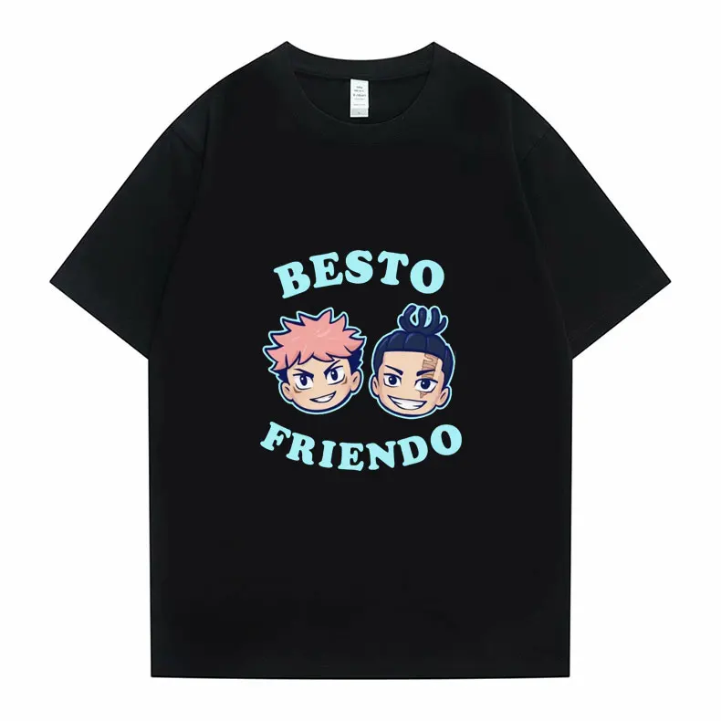 

Japan Anime Funny Jujutsu Kaisen Besto Friendo Yuji Todo 100% Cotton Tshirt Short Sleeve Manga T Shirts Man Round Neck Tops Tee