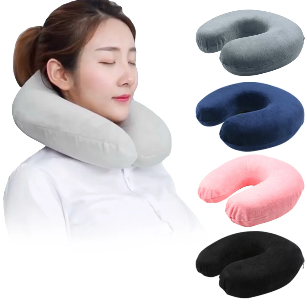 U образная дорожная подушка из пены с эффектом памяти медленно восстанавливающая