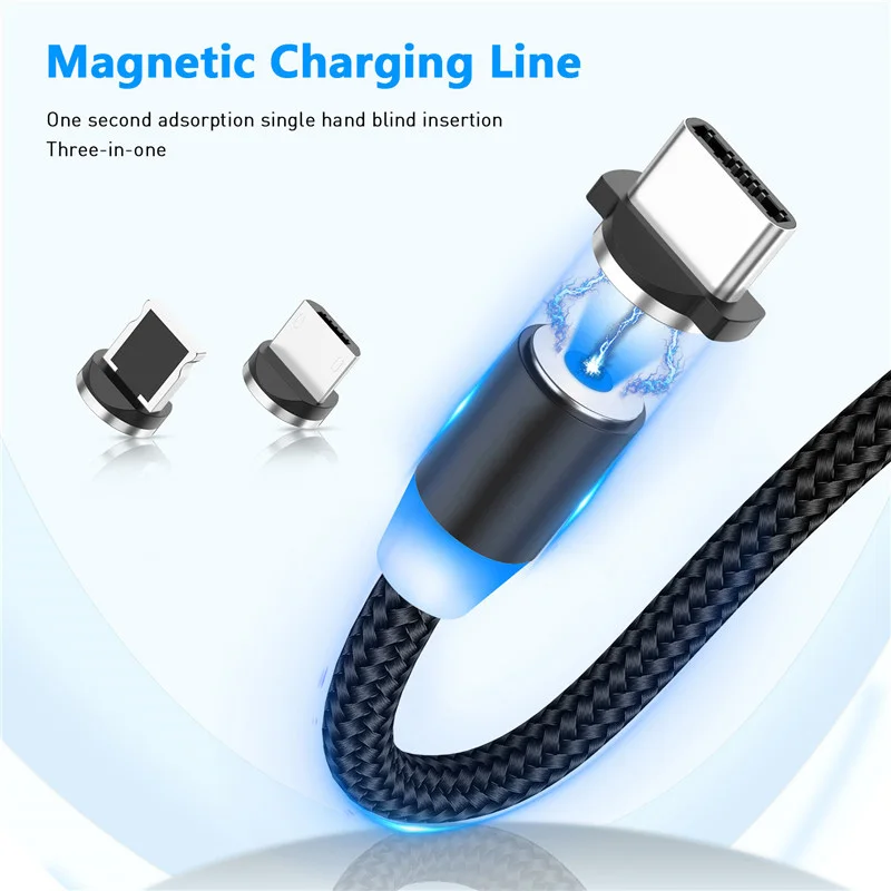 ACCALIA Магнитный USB кабель LED Micro TYPE C зарядный зарядное устройство для Lightning iPhone