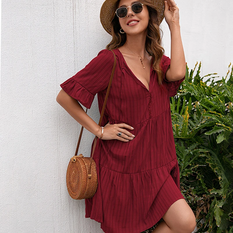 

Модные женские туфли шикарное платье с v-образным вырезом и кружевом в верхней части, пол рукава, Ретро стиль, платье средней длины на пугови...