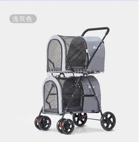 foldable double layer pet trolley dog cart stroller cage four wheeled outdoor travel supplies lightweight detachable damping