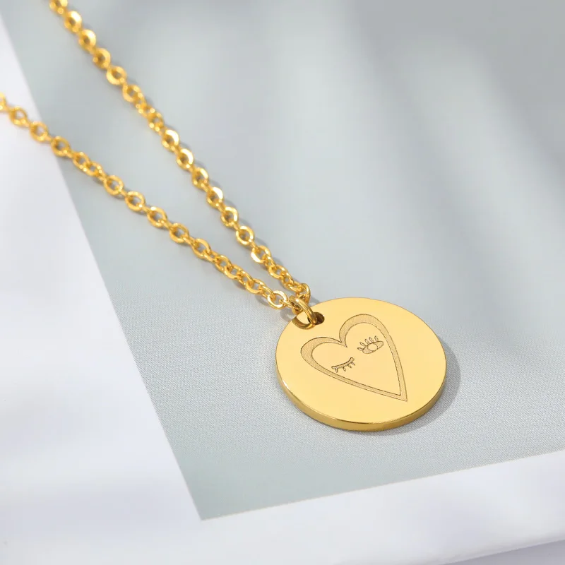 

Sweet Cute Choker Heart Shape Pendant Link Chain Romantic Necklaces for Women Wedding Engagement Accessories Jewelry Wholesale