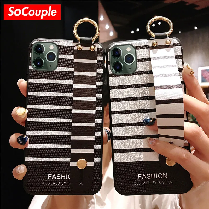 SoCouple ремешок для телефона чехол s для iPhone Xs max чехол для iPhone 11 Pro Max 7 8 6 6s Plus X XS XR в полоску Мягкий ТПУ задняя крышка