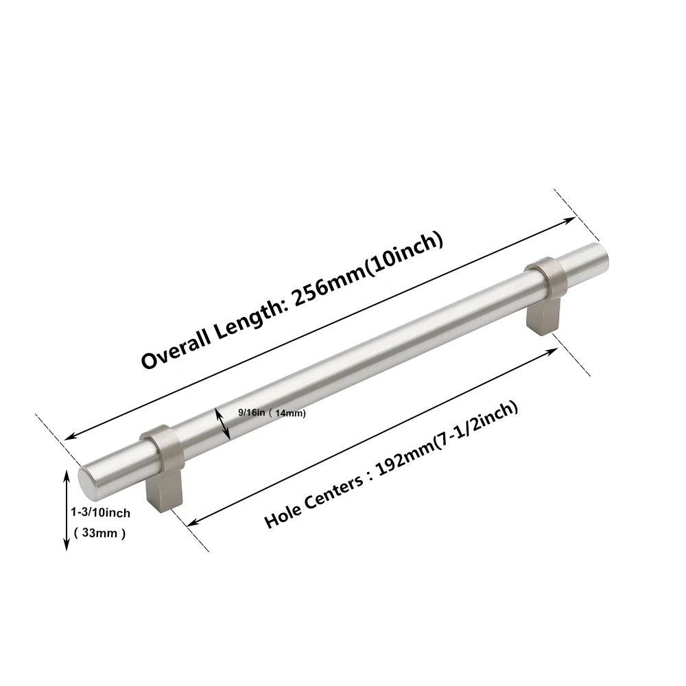 Hole Centers 192mm Ручки кухонного шкафа матовый никель ручки для ящиков "~ 5" Шкаф Hardawre Brashed никеля круглые ручки для шкафа; на Ящики ручки 1 упаковка - Цвет: Hole Centers 192mm