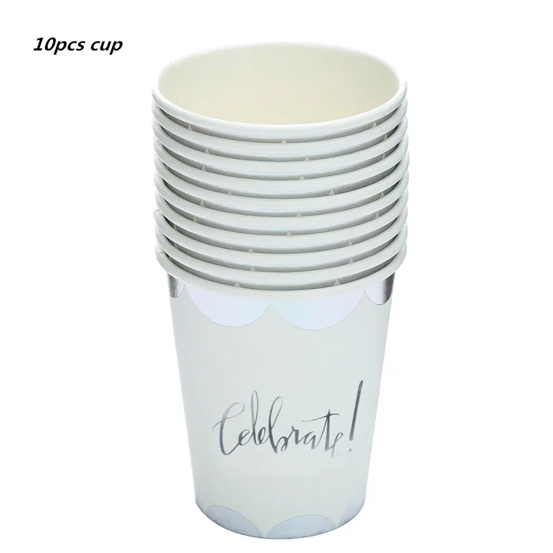 10pcs cup 10 шт. золотые вечерние одноразовые столовые приборы, чашки шампанского, соломинки, 1st день рождения, вечерние принадлежности для детей - Цвет: 10pcs cup