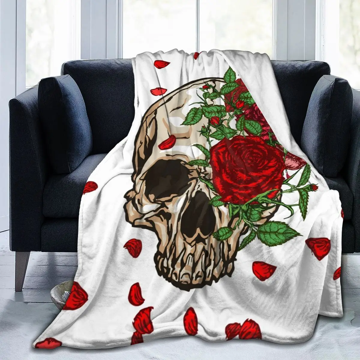 

Floral Skull Design Soft Blankets For Bed Couch Sofa All Season Warm Flower Cozy Fleece Blanket Dropship Wholesale Flannel Throw
