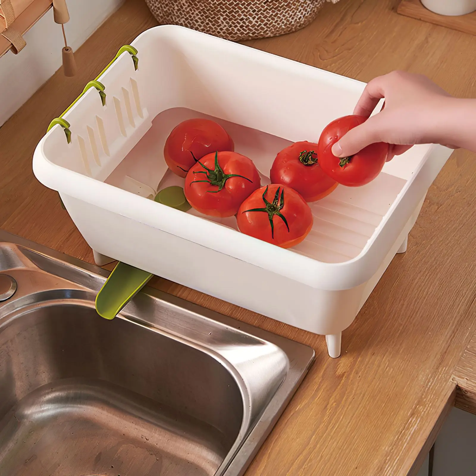 

Kitchen Dish Drainer Rack Groove Design Detachable Chopsticks Holder 360 Degrees Drying Tableware Drying Holder