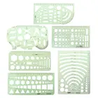 6 шт. шаблоны для рисования, мерные пластиковые геометрические украшения, зеленый линейки