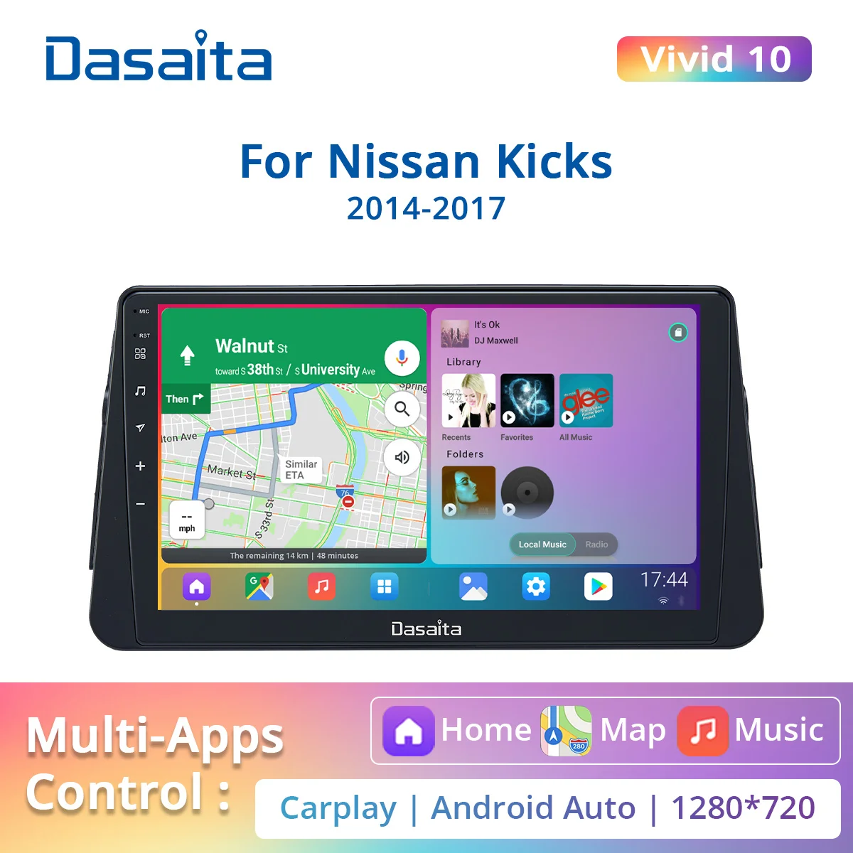 

Dasaita для Nissan Kicks Micra GPS 2014 2015 2016 2017 автомобильные видеоплееры 10,2 дюймов Android 10,0 Carplay DSP GPS IPS 4 Гб ОЗУ 64 Гб ПЗУ