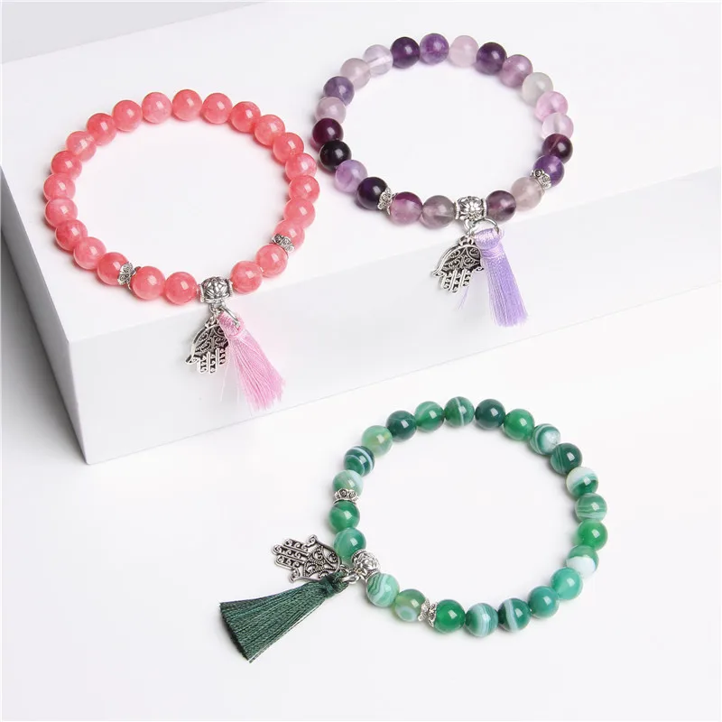 Браслет с натуральными чакрами Женский буддизм Фатима Шарм браслет кисточками