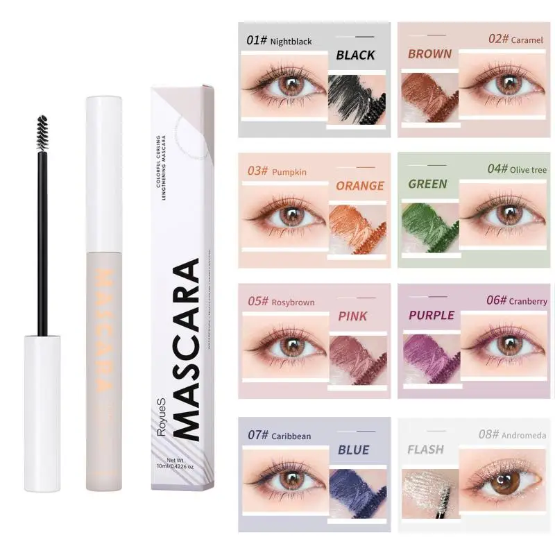 8 цветов тушь для ресниц красочная тонкая удлиненная стойкая водостойкая густая