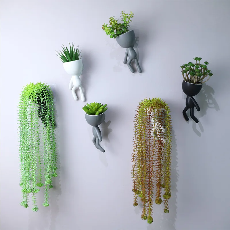 

Wall Hanging Art Human Face Flower Pot Vase Creative Abstract Sculpture Villain Potted Character Portrait Plant Pot Decoration