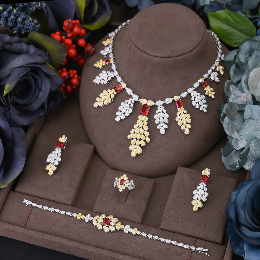 vender Missvikki Luxo Flor Cluster Africano Gargantilha Colar Conjuntos De Jóias Para O Casamento Feminino Zircon Cúbico Cz Dubai Ouro Nupcial Jóias