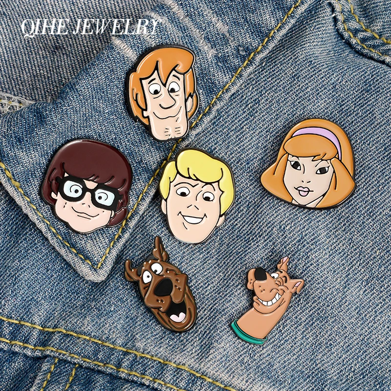 QIHE ювелирные изделия пленка эмаль на булавке функций мультяшными собачками