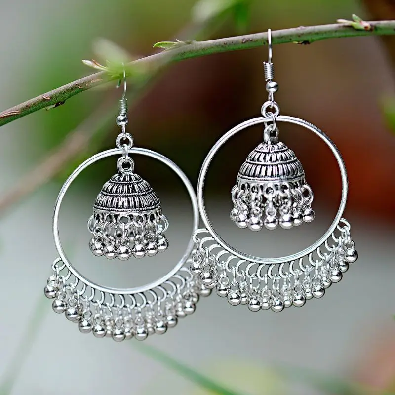 Этнические индийские Jhumka Jhumki ювелирные изделия колокольчики кисточкой Висячие