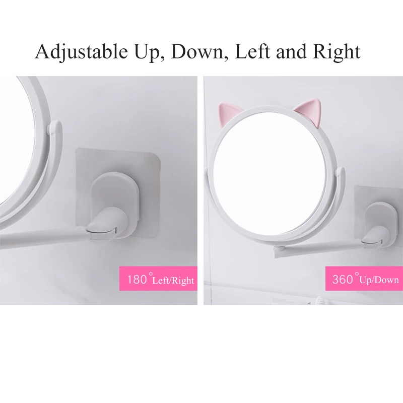 Зеркало для макияжа HD милые гибкие зеркала в виде головы кошки настенные