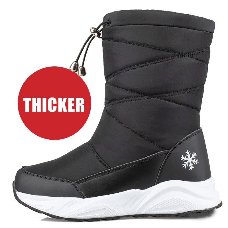 Женские высокие сапоги на платформе Зимние водонепроницаемые женские туфли из