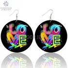 Красочные романтичные розовые серьги SOMESOOR в виде поцелуев, деревянные висячие серьги, милый дизайн, петли, висячие украшения для женщин, подарки