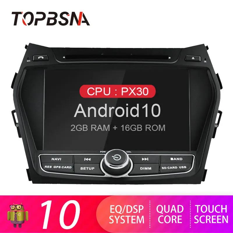 Автомобильный DVD-плеер TOPBSNA Android 10 для Hyundai IX45 Santa Fe 2012 2013 2014 GPS Navi мультимедийный 2 Din