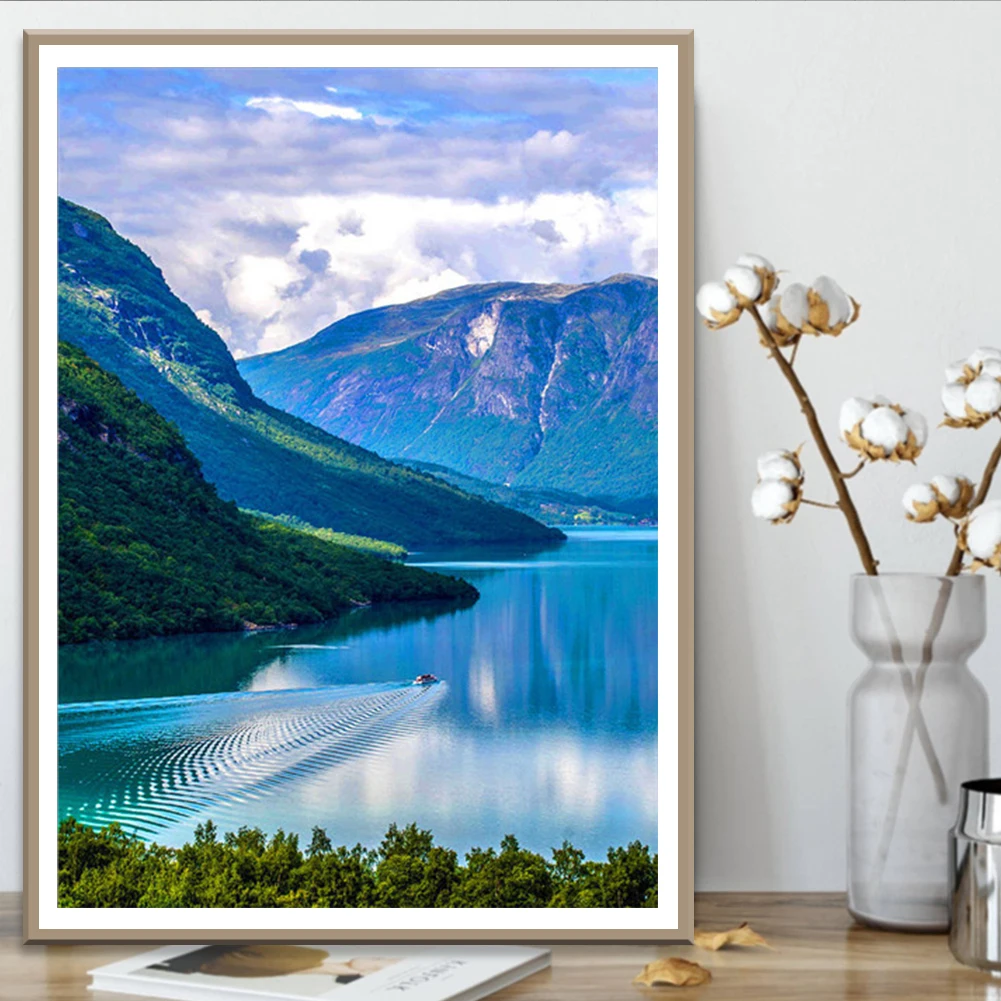 

Diamond Painting Landscape Mountain Lake Square Diamond Round Diamond Decoration Customizable Wall Art Decoration Frameless