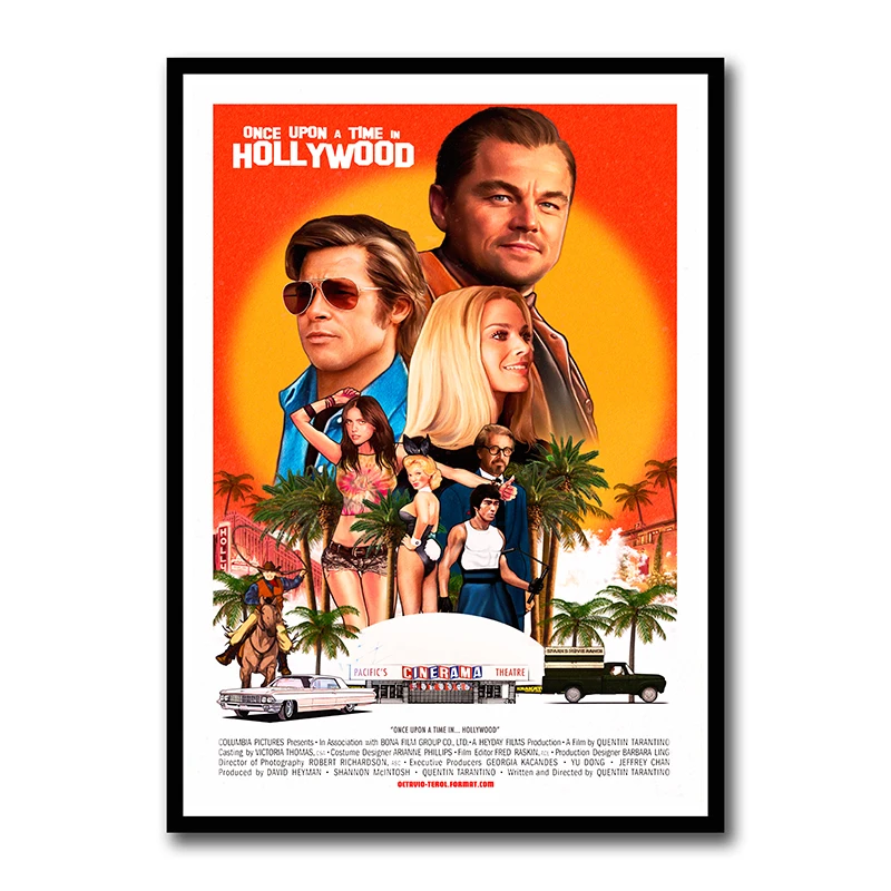 Quentin Tarantino Once Upon A Time в Голливуде бумажные плакаты с покрытием, настенные плакаты, художественная живопись для дома и комнаты, бескаркасная - Цвет: Прозрачный