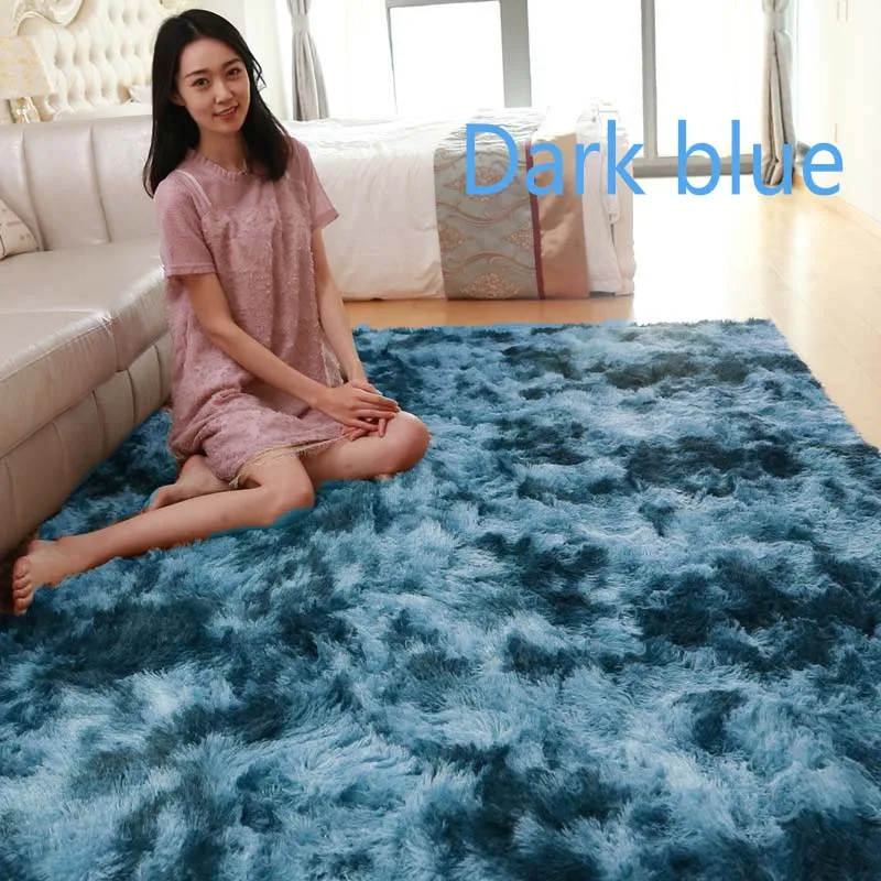 Dark blue Плюшевые ковры для гостиной мягкий пушистый домашний декор лохматый ковер спальня Диванный кофейный столик коврик для гардеробной коврик - Цвет: Dark blue