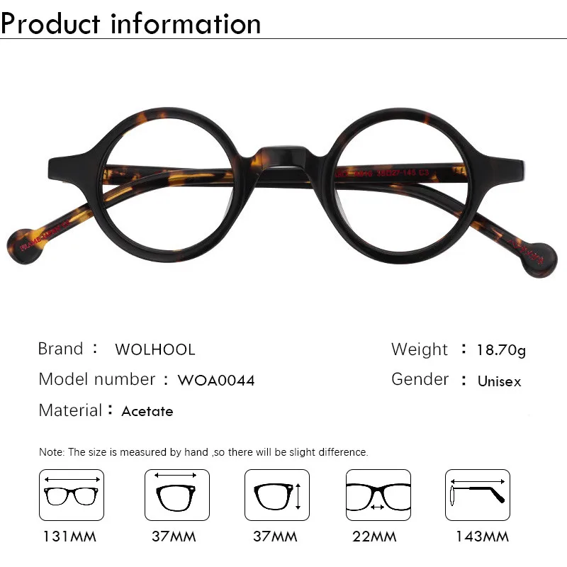 Мужские и женские очки в стиле ретро круглые из ацетата с прозрачными линзами