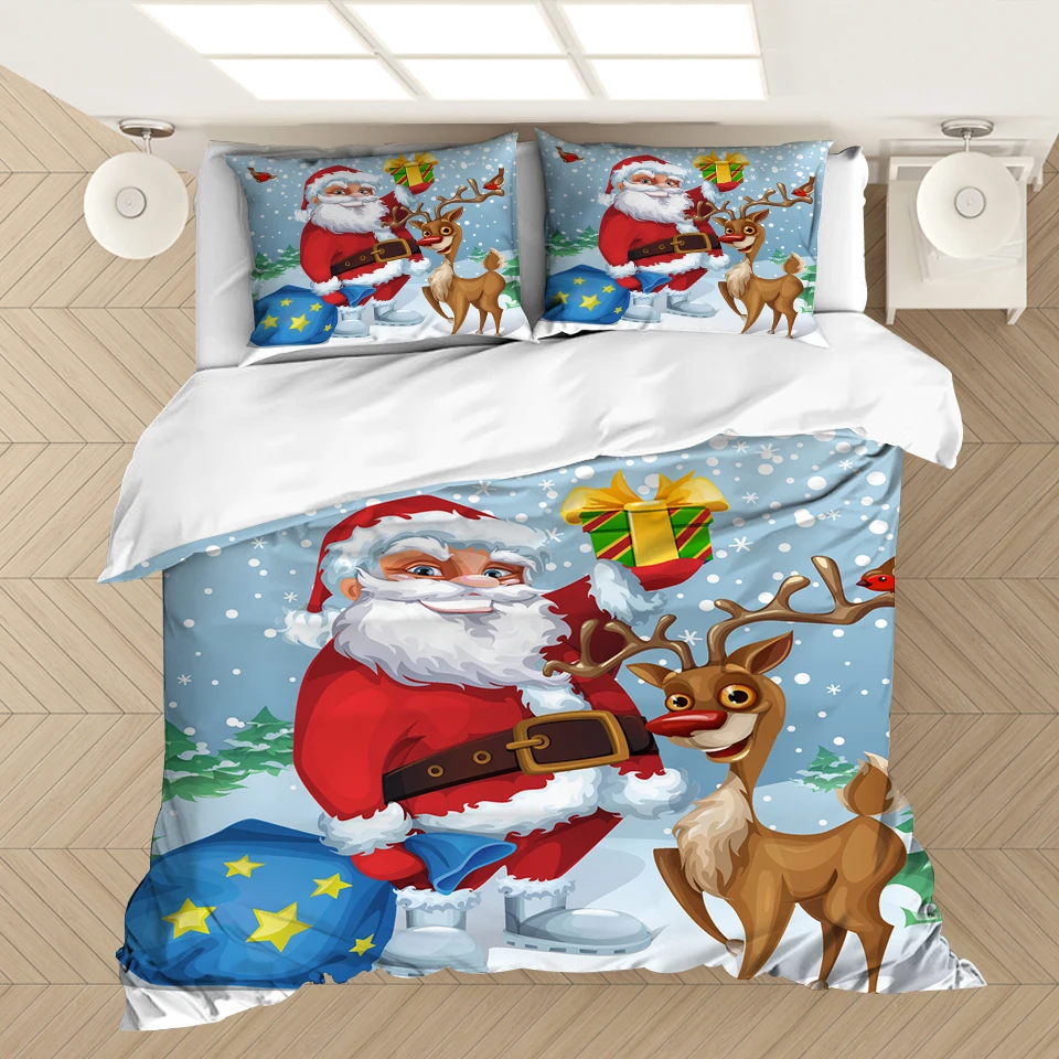 

3D Print Merry Christmas Gift Comforter Bedding Set Duvet Covers Pillowcases Home Textile Luxury Cartoon Queen King Size Kids