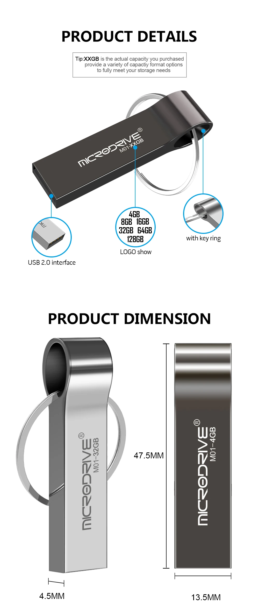 Металлический USB флеш-накопитель 8 ГБ 16 ГБ 32 ГБ 64 Гб брелок флеш-накопитель USB флеш-накопитель можно сделать индивидуальный логотип USB флешка Бесплатный брелок подарок