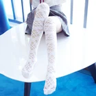 Милые ажурные белыечерные готические чулки до бедра, кружевные длинные летние чулки