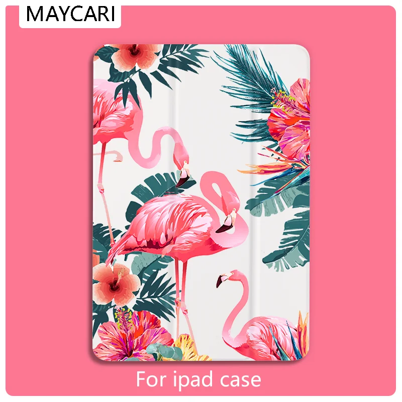 

White Leather PU Hard Back Case Cute Flamingo Palm Leaves Cover Protective For 2020 iPad Pro 11 12.9 10.5 7.9 inch Mini 2 3 4 5