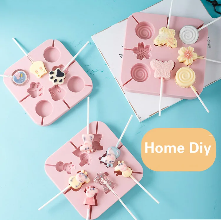 

Lollipop Chocolate Mould Silicone Lollipop Mold Lovely Cartoon Ice Tray Mold Cute Kid Home Diy Candy Pudding Silicone Moulds