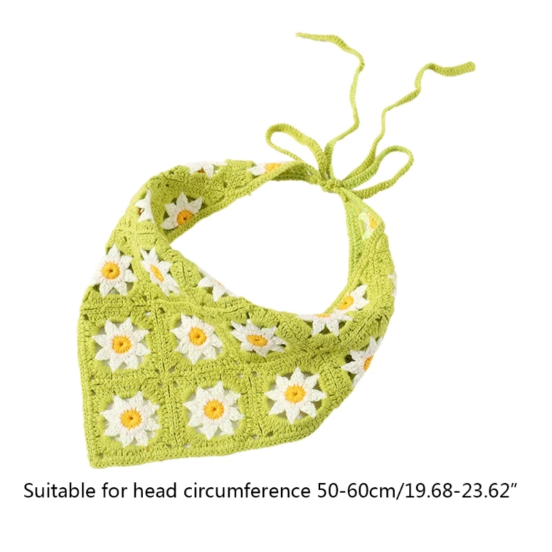 Новый стиль трикотажный цветочный шейный платок милая вязаная бандана Женская