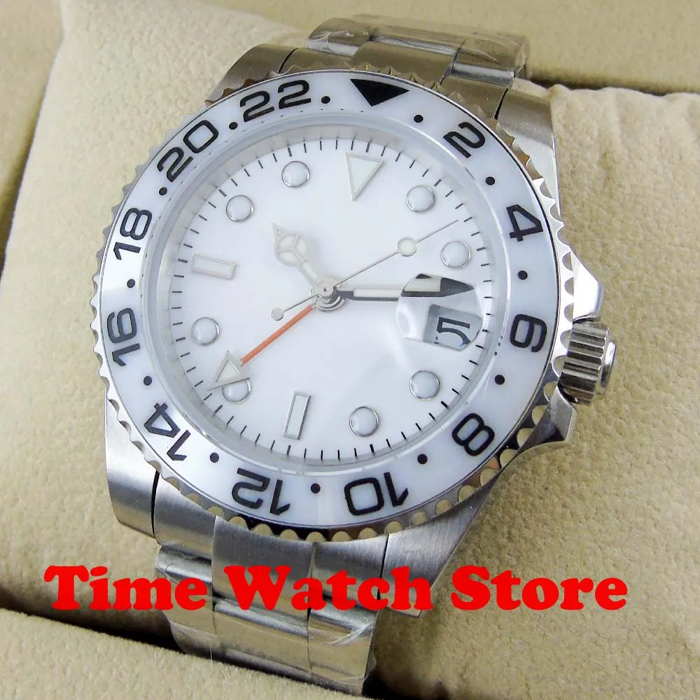 Мужские наручные часы автоматические водонепроницаемые с белым циферблатом