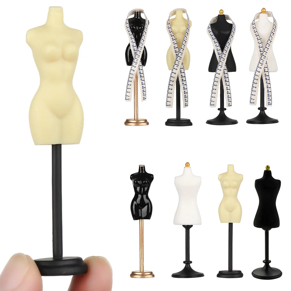 1/12 Dollhouse Mini Mannequin Ruler Set Evening Dress Simulation Humanoid Model Props Miniature Accessories Children Kids Toys