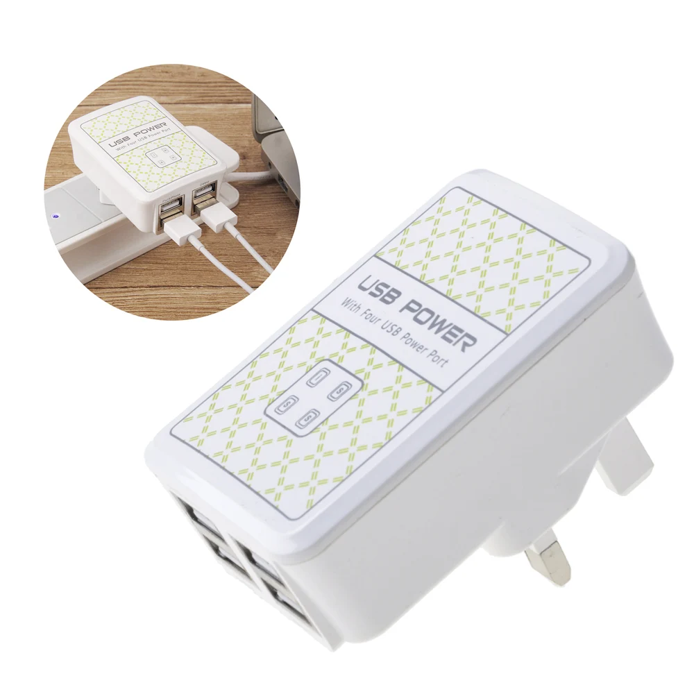 Сетевое зарядное устройство с 4 USB-портами хаб для быстрой зарядки iPhone Samsung